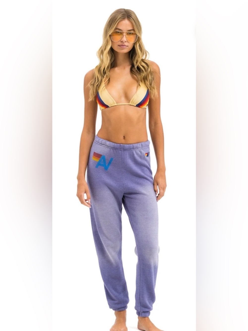 Aviator Nation Vintage Logo Sweatpants in Faded Grape Size Small